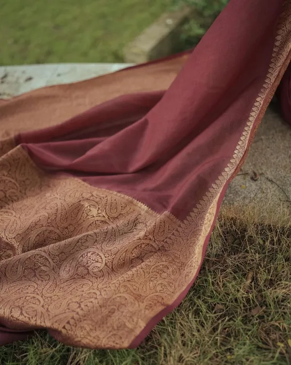 MAROON_PURE_BANARASI_SAREE